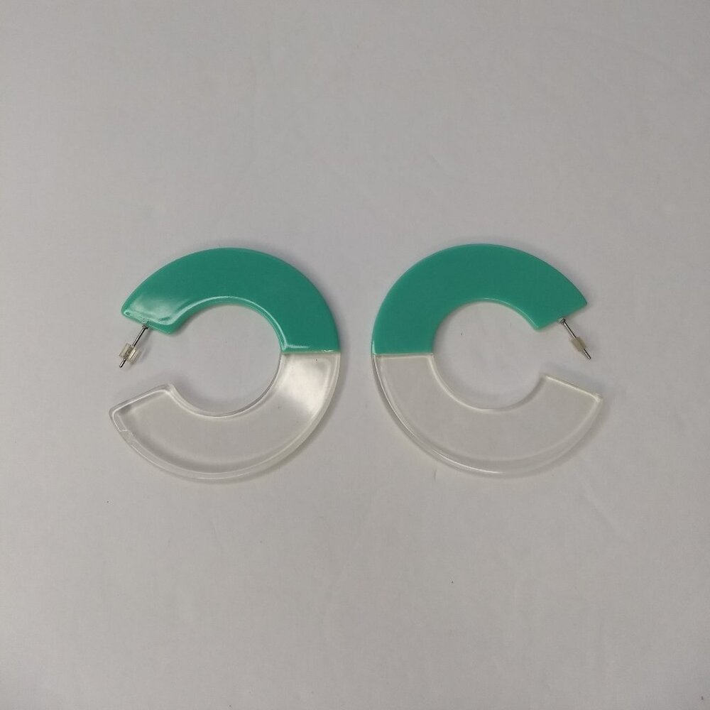 Sugarfix by Baublebar Clear Teal Plastic Hoop Earrings Fashion Jewelry Stud Fun